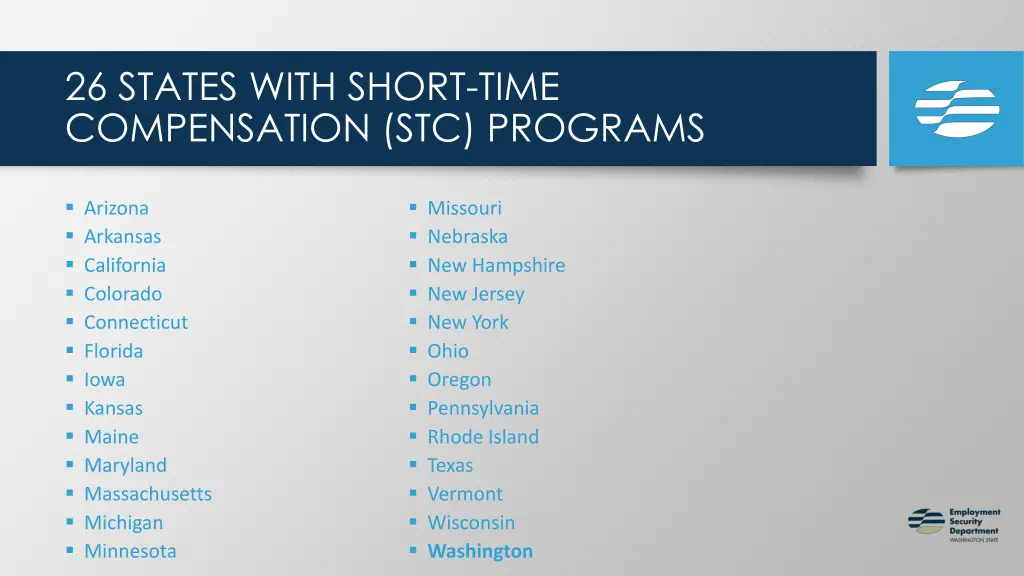 26 states with short time compensation