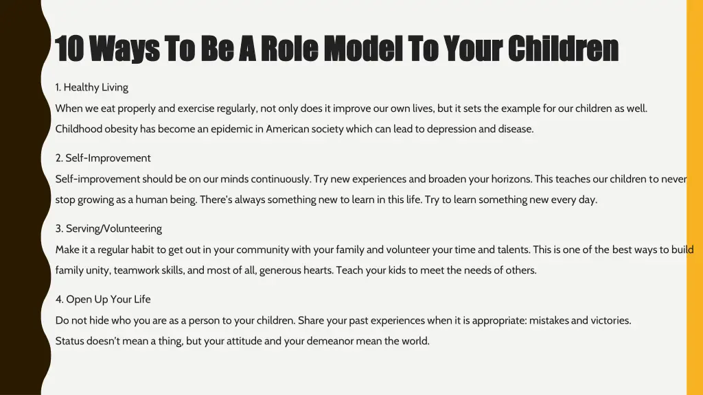 10 ways to be a role model to your children