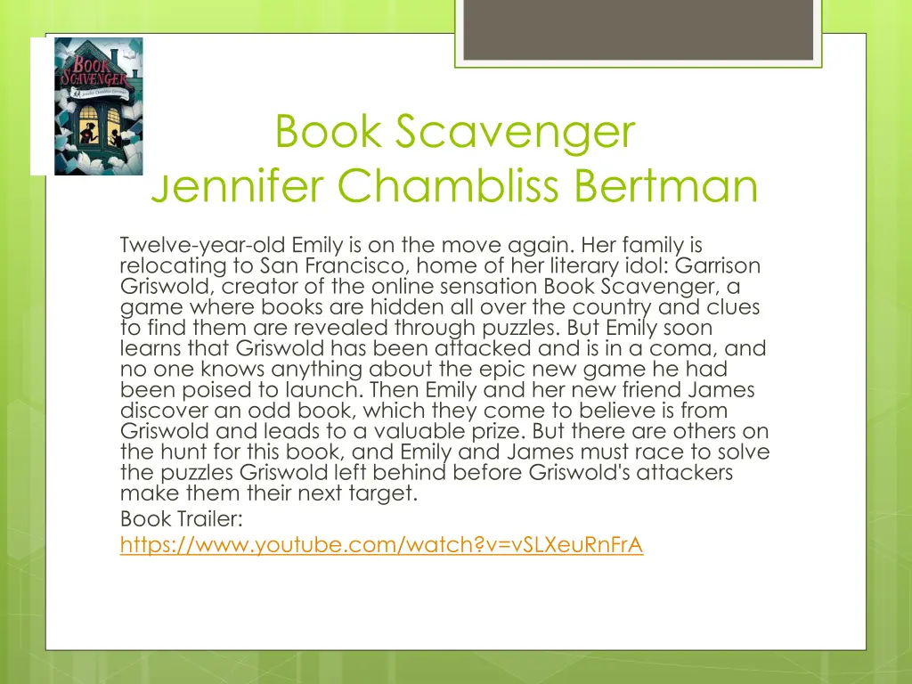 book scavenger jennifer chambliss bertman