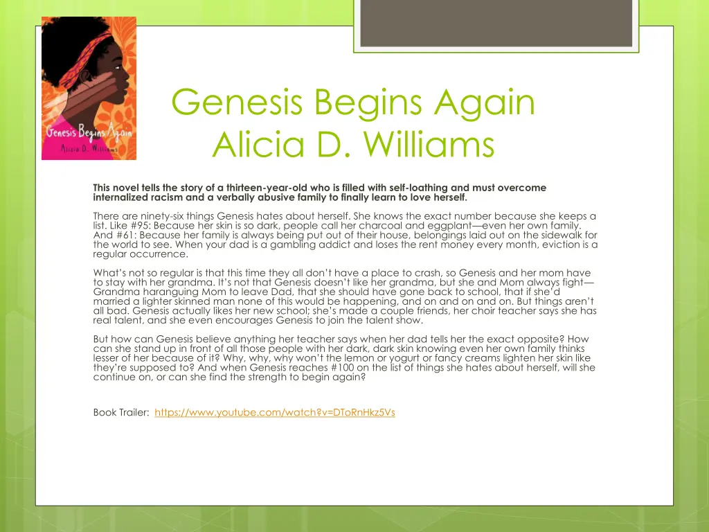 genesis begins again alicia d williams