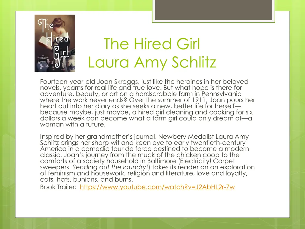 the hired girl laura amy schlitz