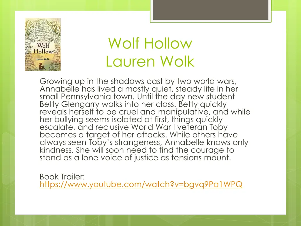 wolf hollow lauren wolk