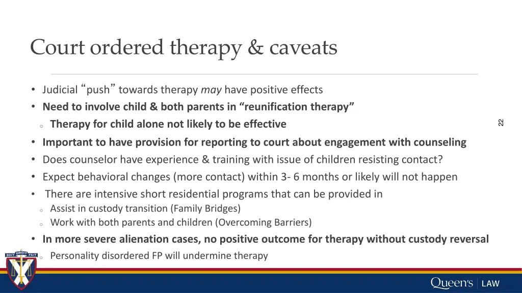 court ordered therapy caveats