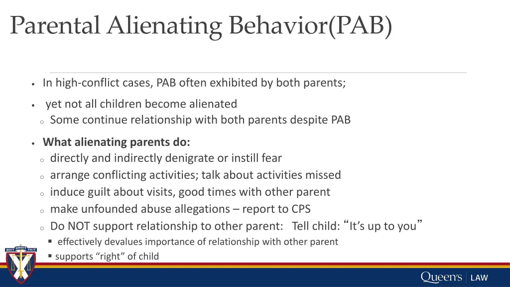 parental alienating behavior pab