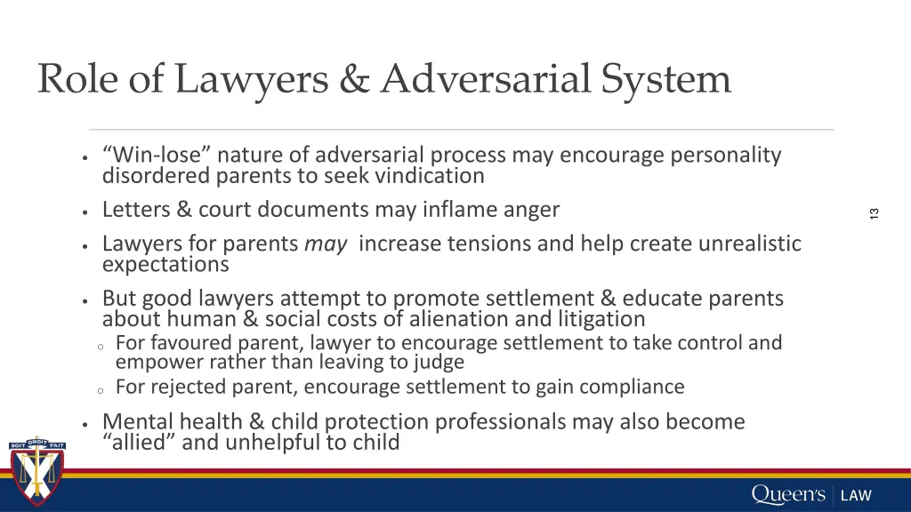 role of lawyers adversarial system