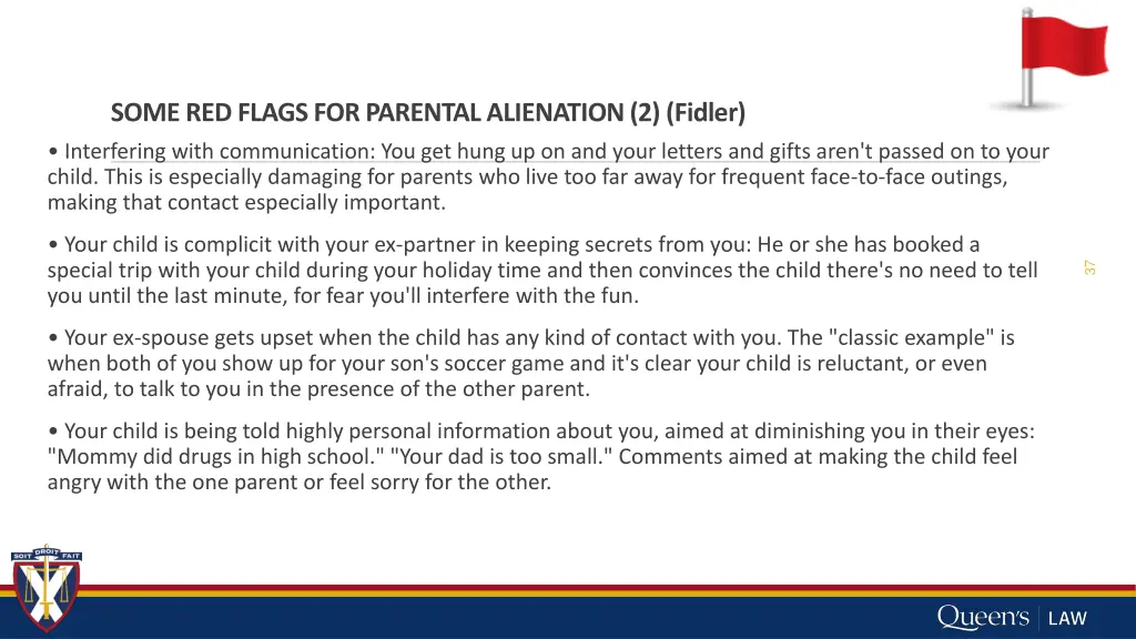 some red flags for parental alienation 2 fidler