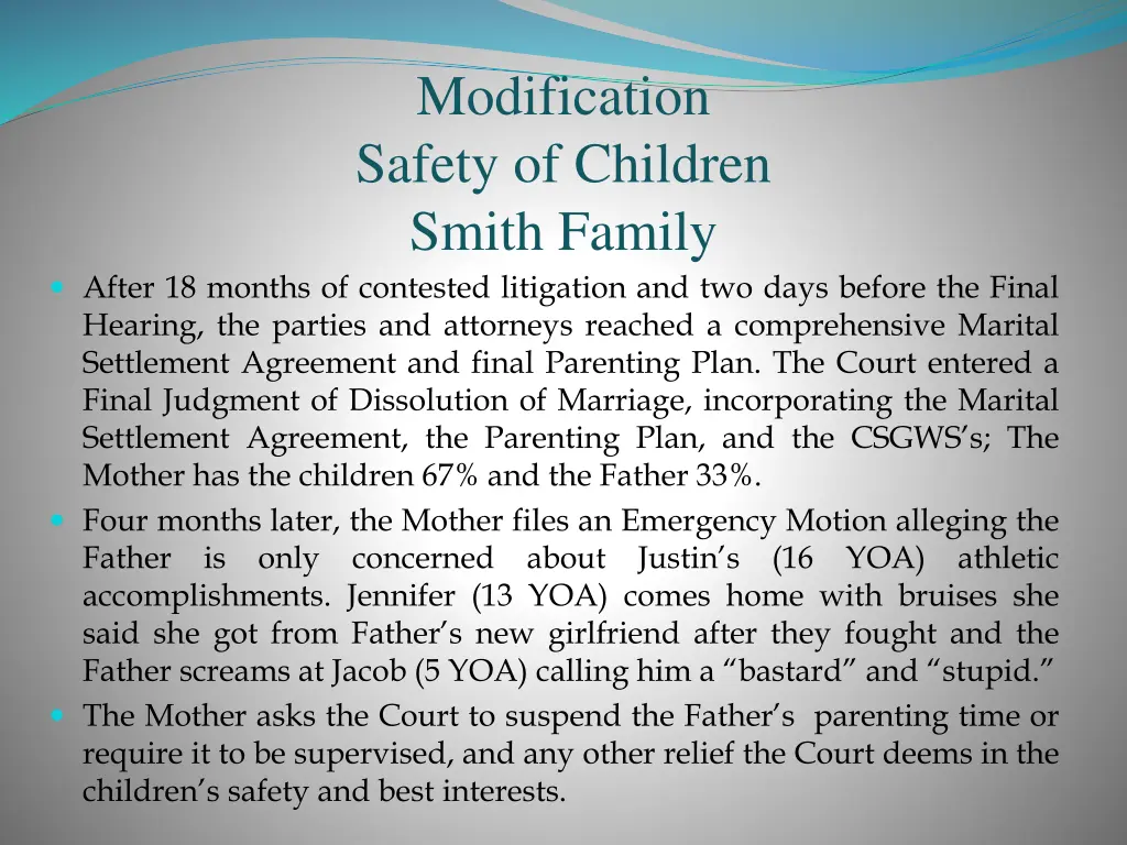 modification safety of children smith family