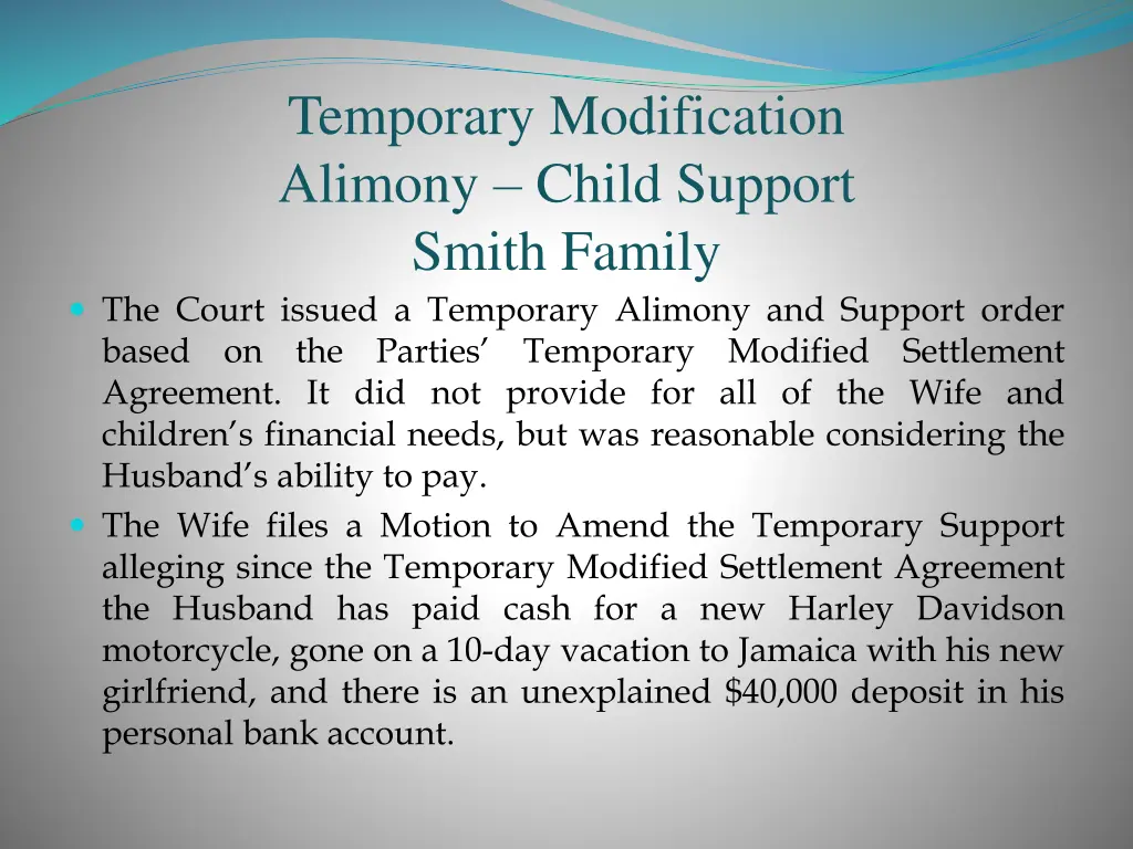 temporary modification alimony child support