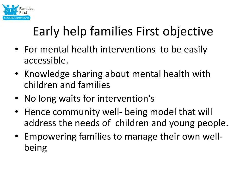 early help families first objective for mental