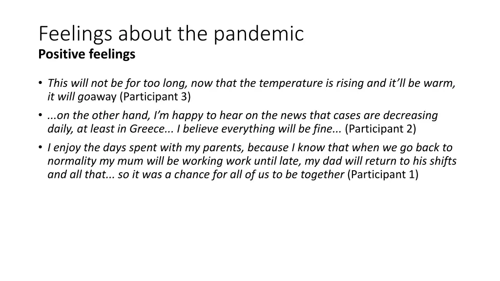 feelings about the pandemic positive feelings