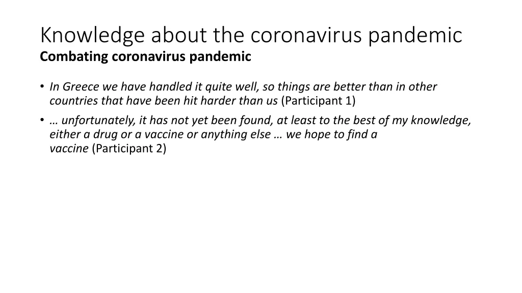 knowledge about the coronavirus pandemic 1