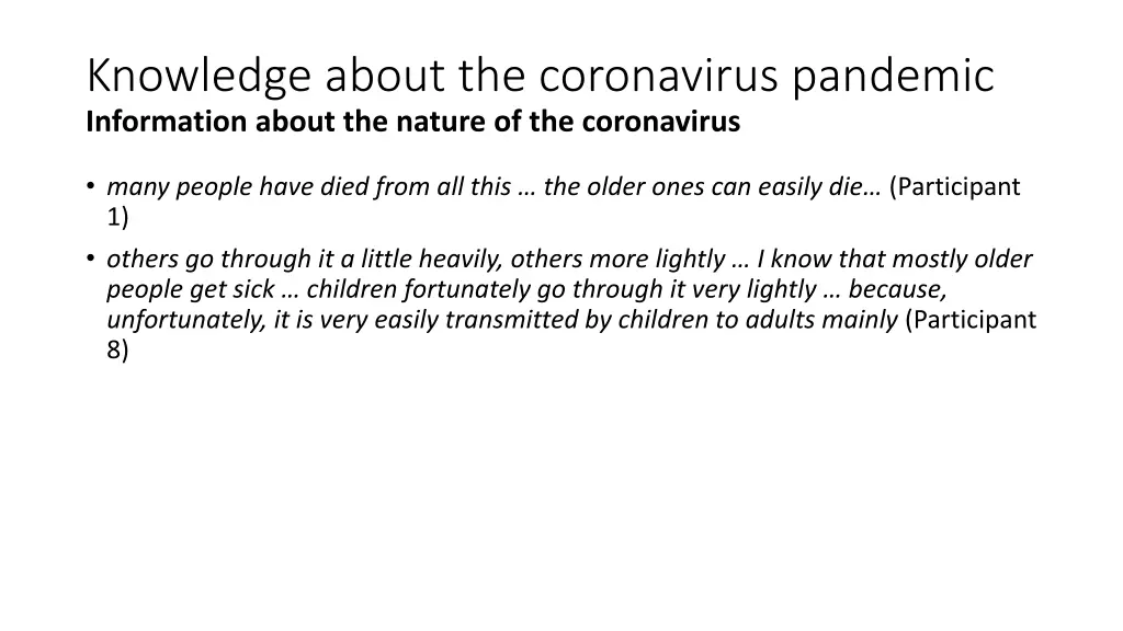 knowledge about the coronavirus pandemic