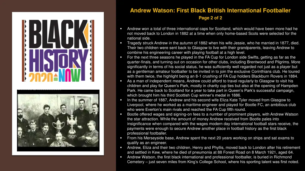 andrew watson first black british international 1