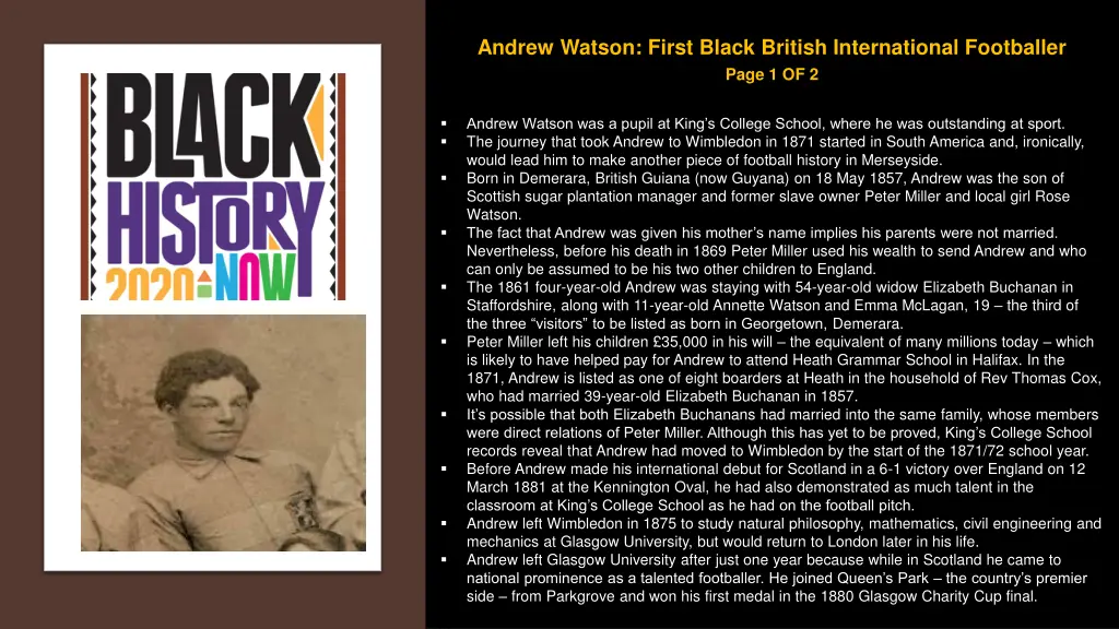 andrew watson first black british international