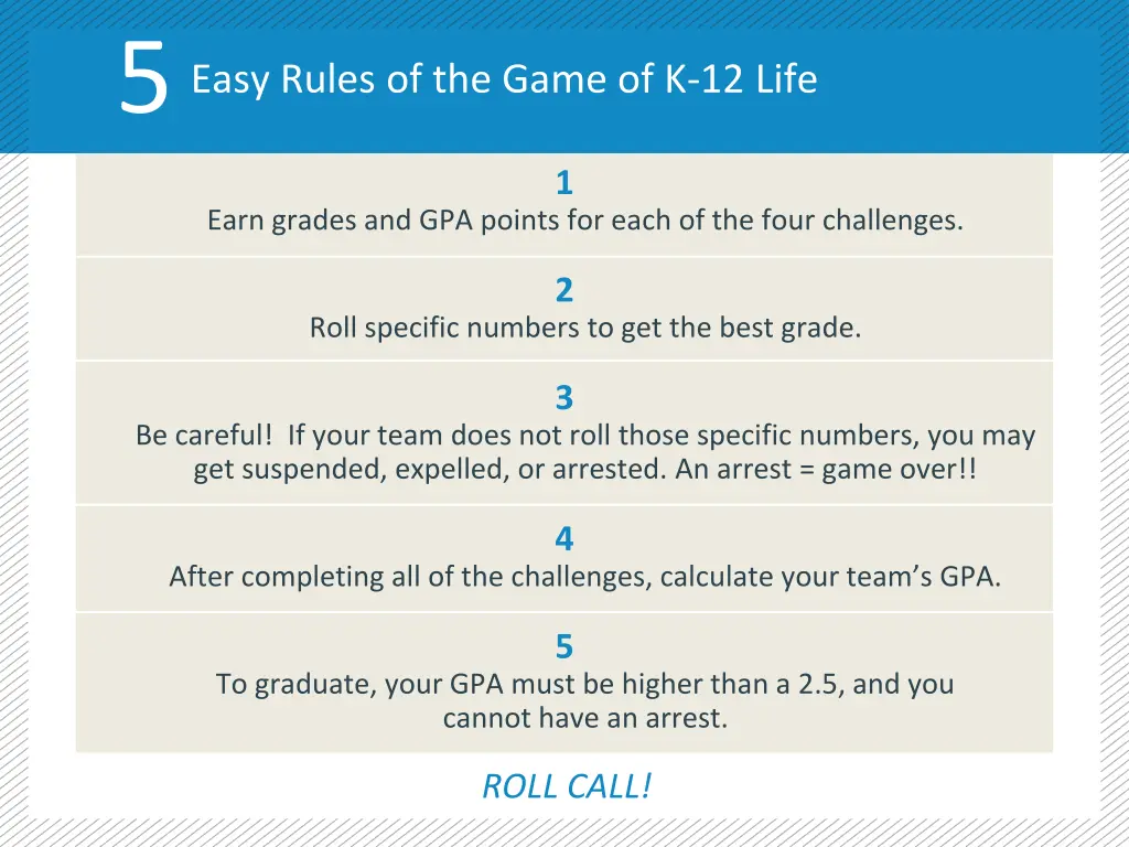 easy rules of the game of k 12 life 5