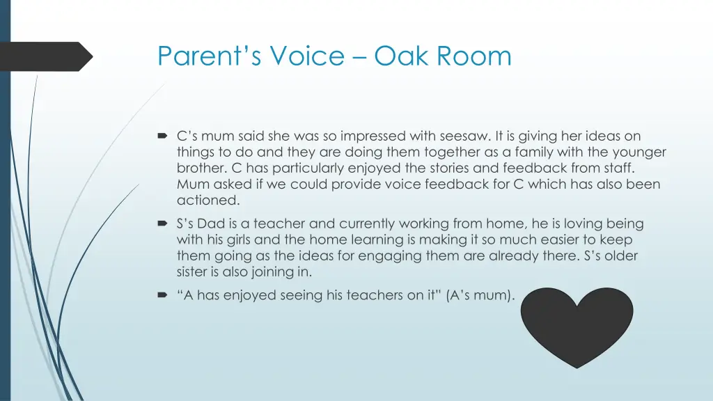 parent s voice oak room