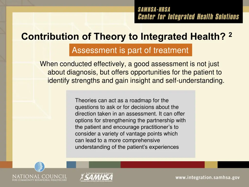 contribution of theory to integrated health