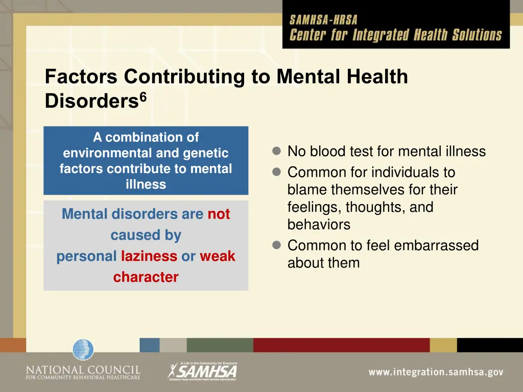 factors contributing to mental health disorders 6