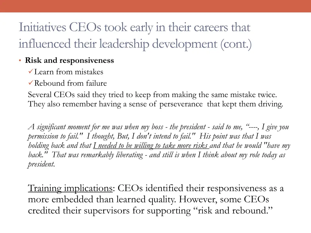 initiatives ceos took early in their careers that 2