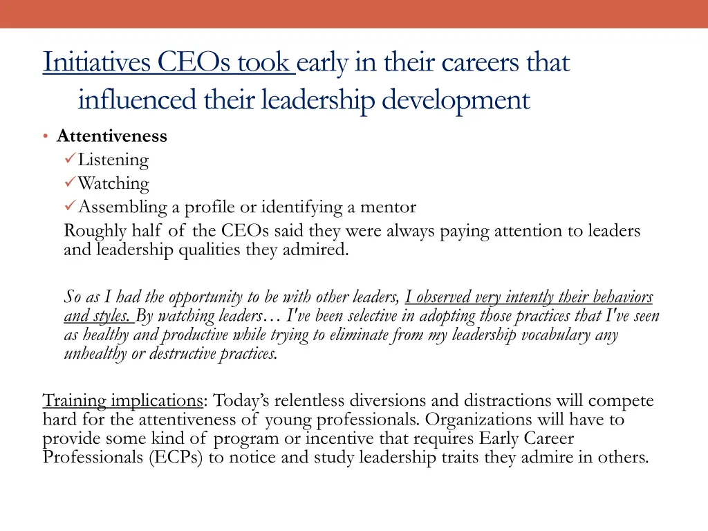 initiatives ceos took early in their careers that