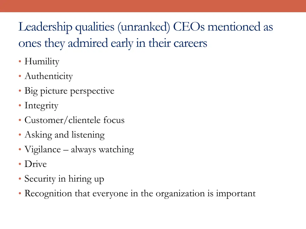 leadership qualities unranked ceos mentioned