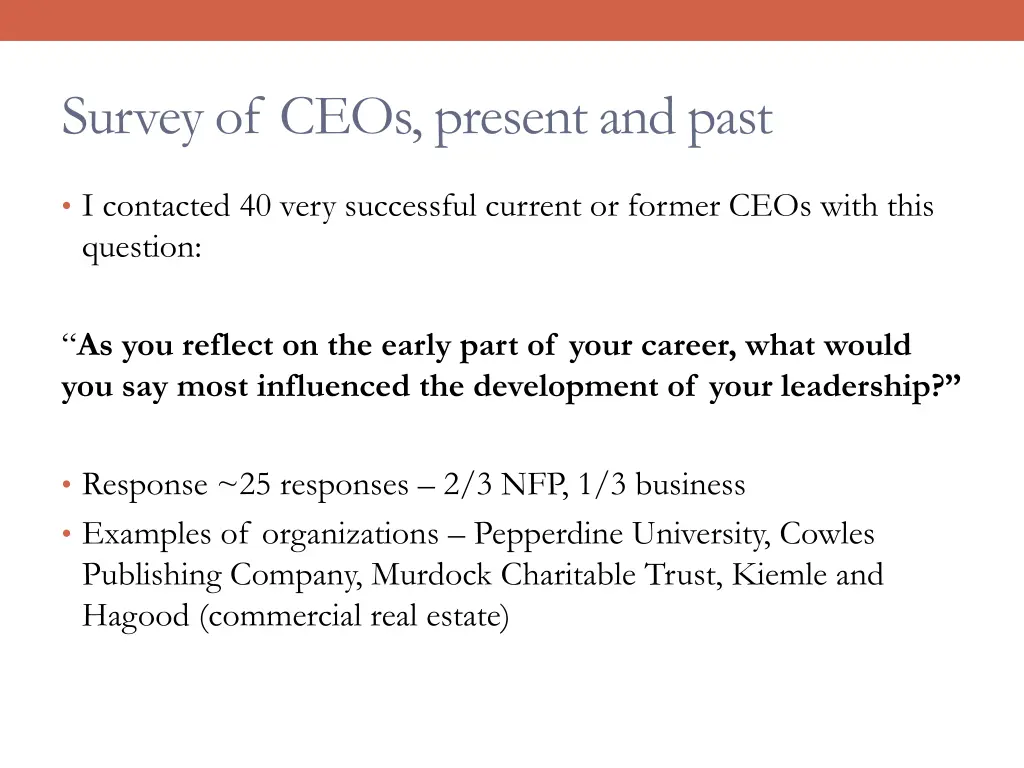 survey of ceos present and past