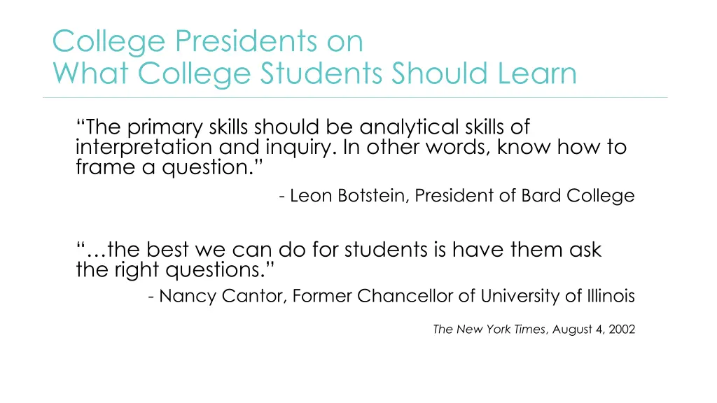 college presidents on what college students