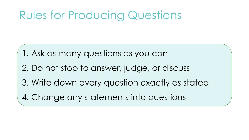 rules for producing questions