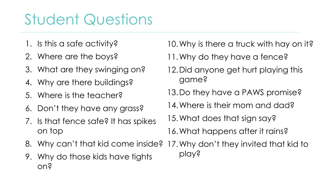 student questions