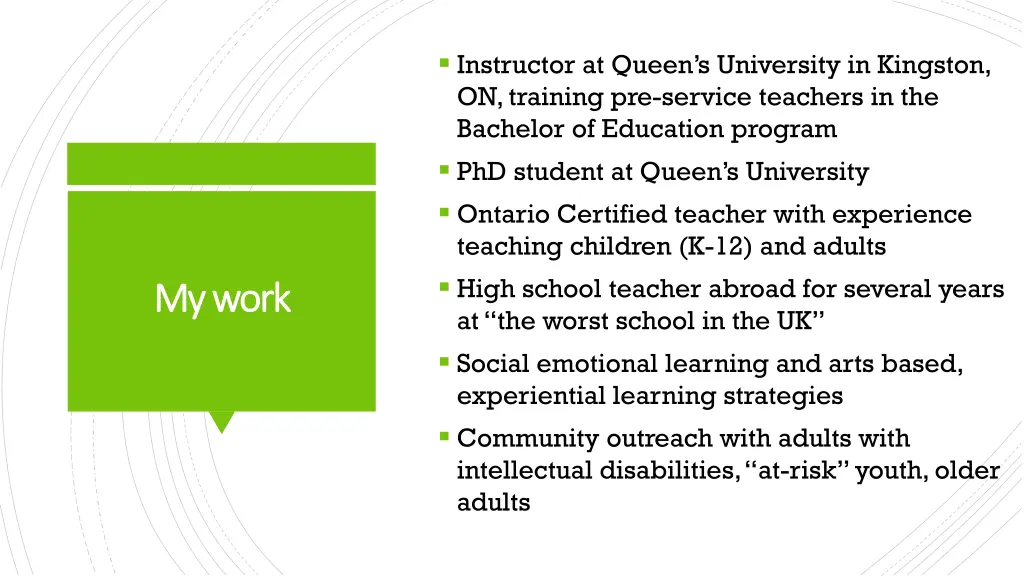 instructor at queen s university in kingston