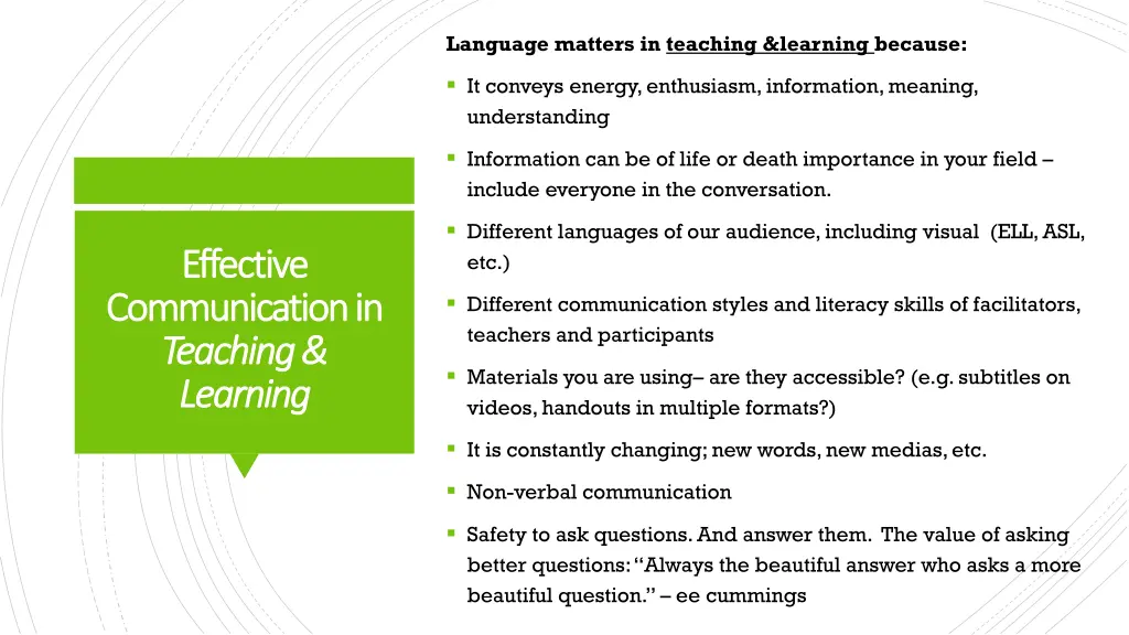 language matters in teaching learning because