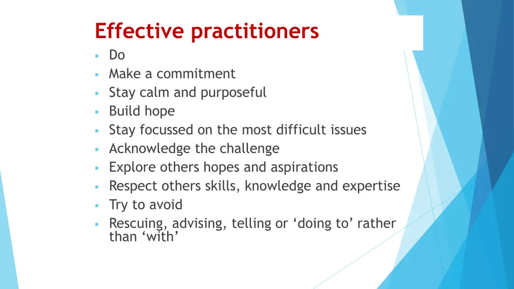 effective practitioners do make a commitment stay