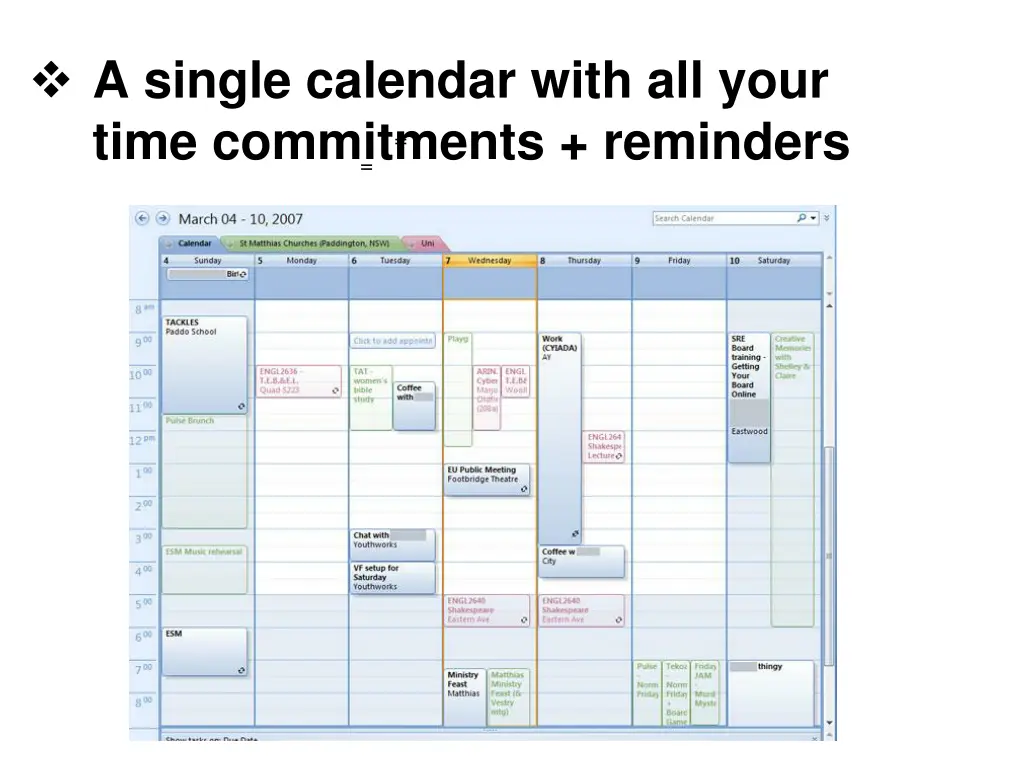 a single calendar with all your time commitments