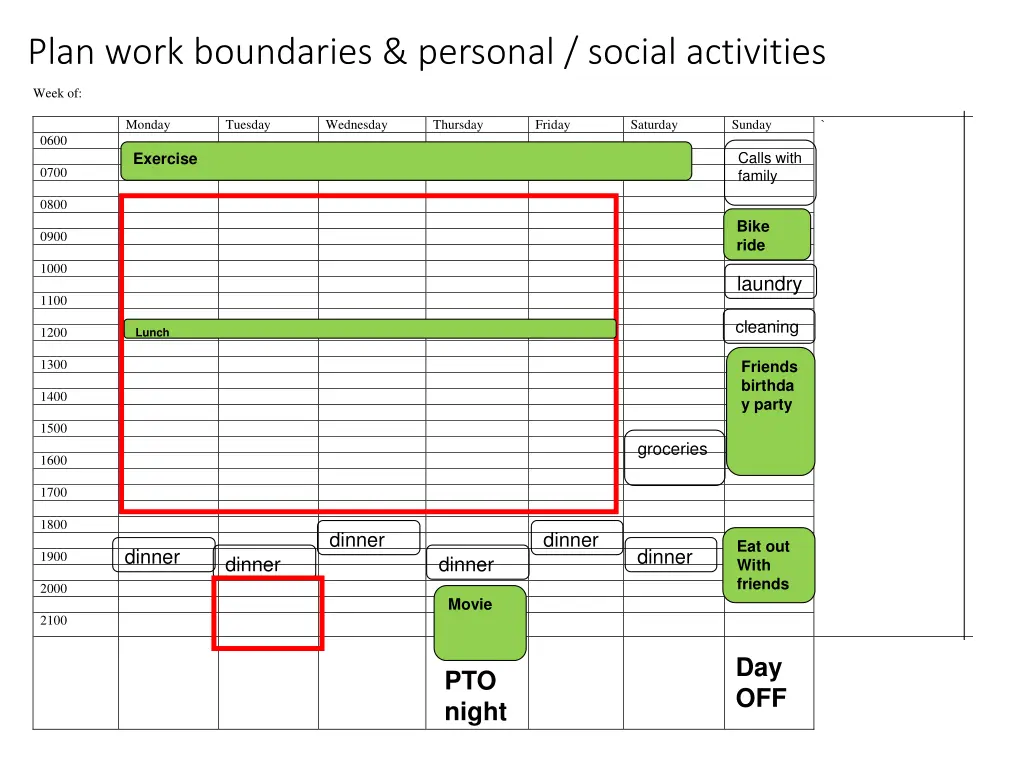 plan work boundaries personal social activities