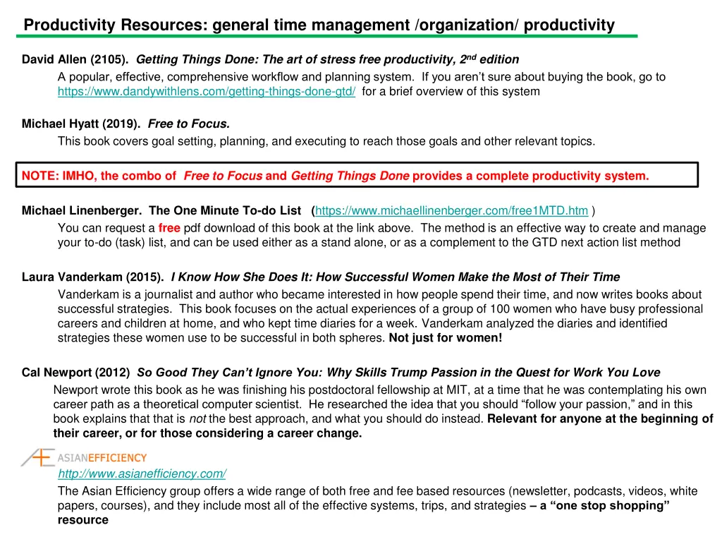 productivity resources general time management