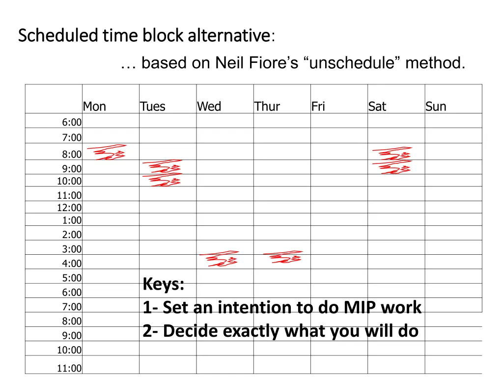 scheduled time block alternative scheduled time