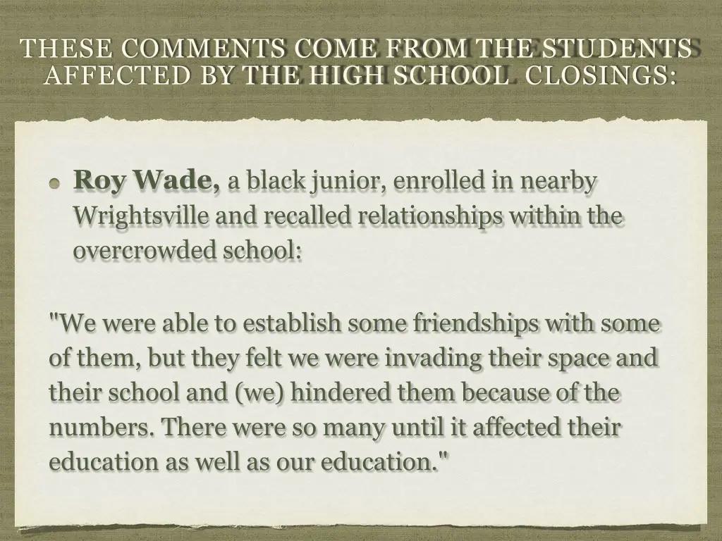 these comments come from the students affected