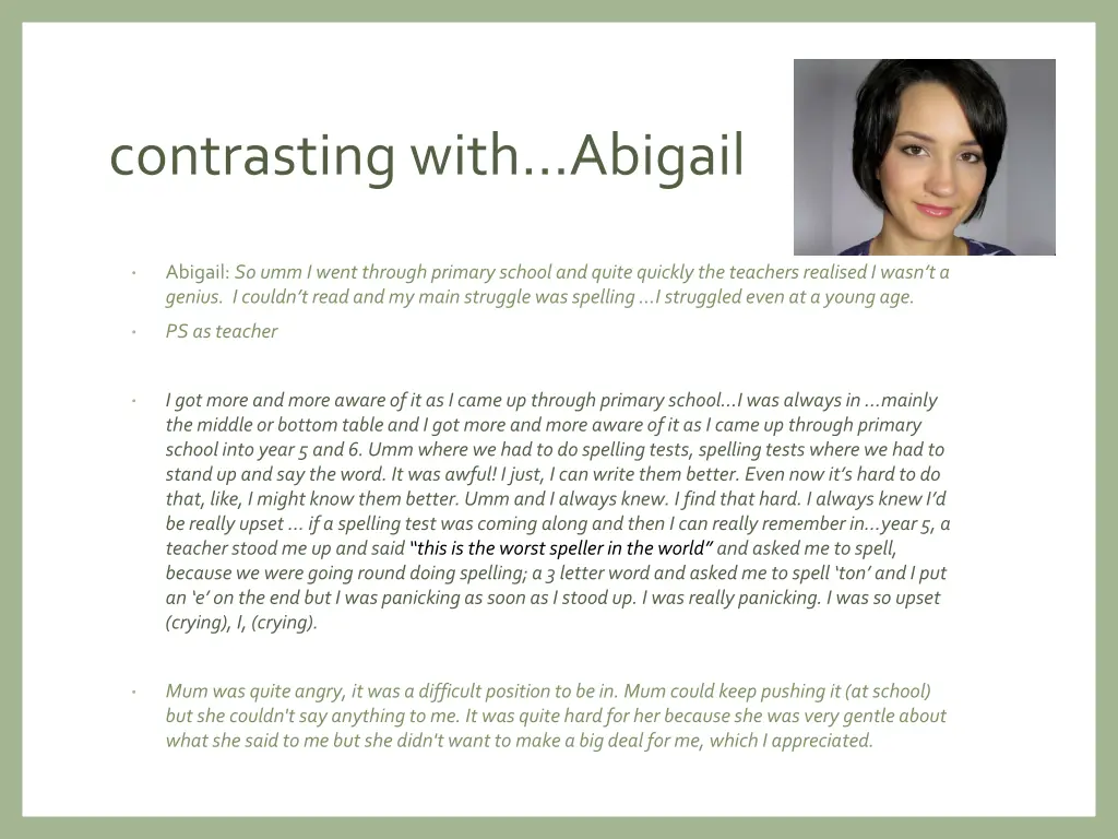 contrasting with abigail