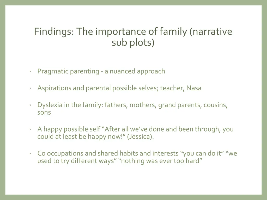 findings the importance of family narrative