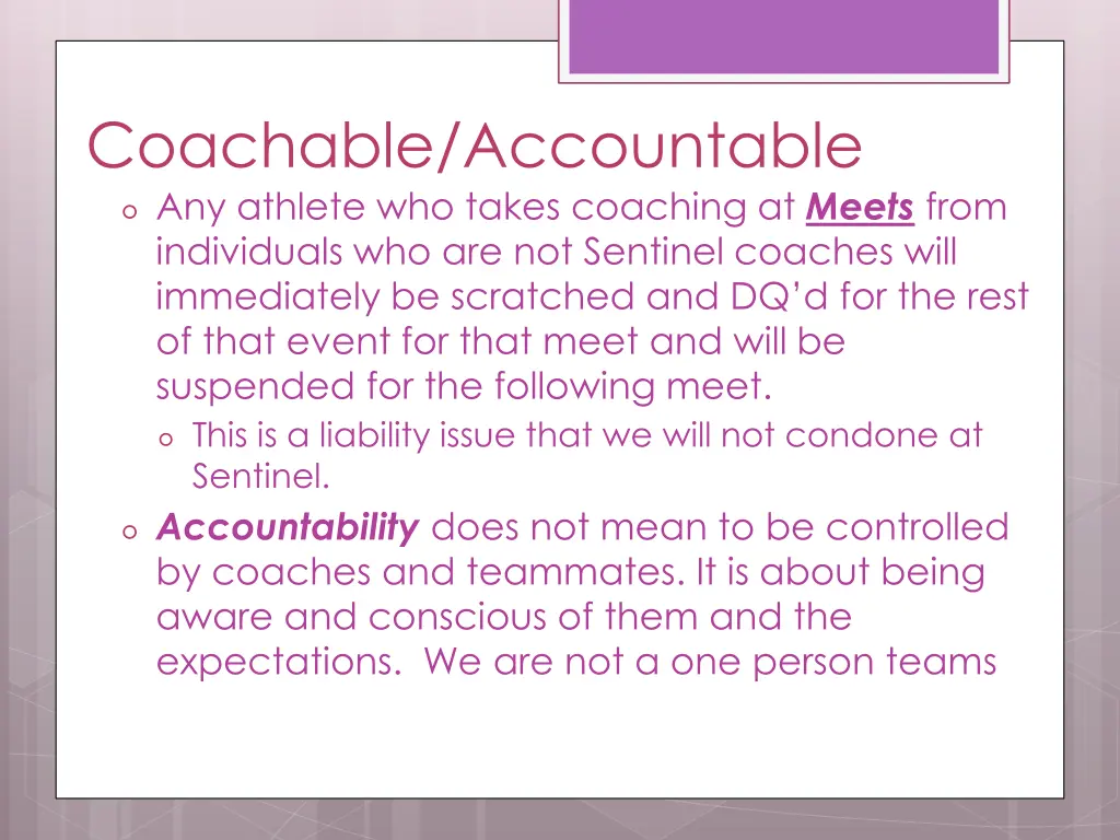 coachable accountable any athlete who takes