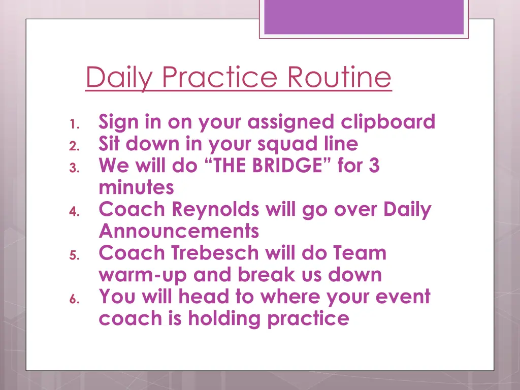 daily practice routine