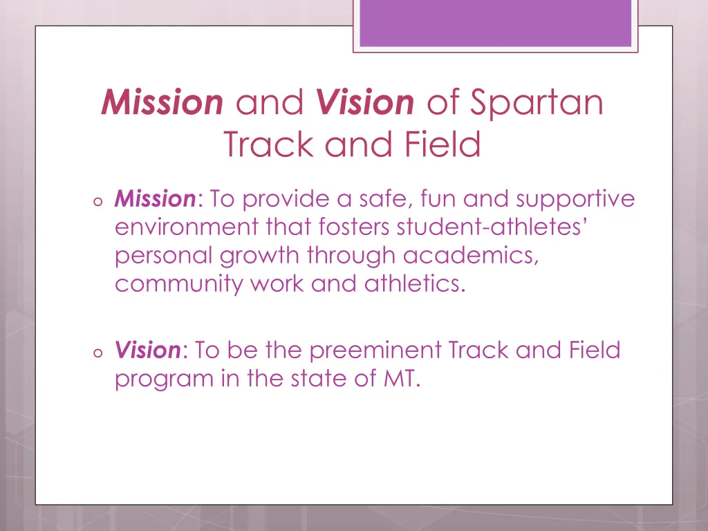 mission and vision of spartan track and field