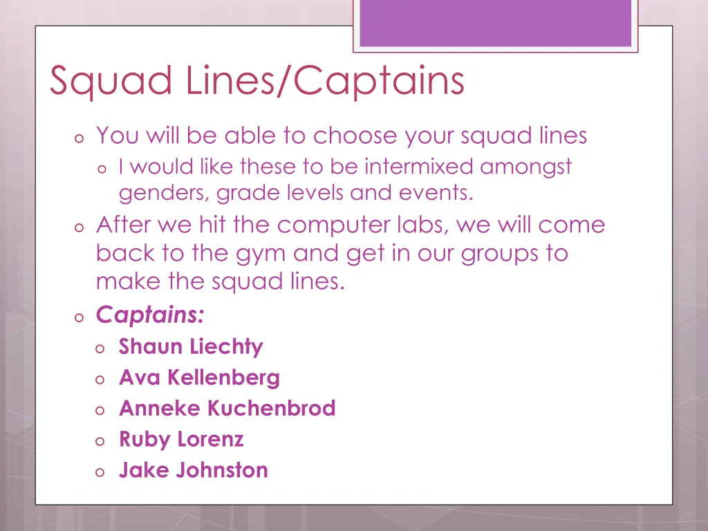 squad lines captains