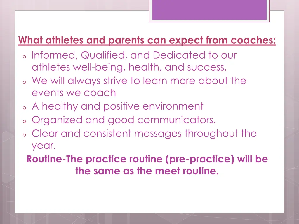 what athletes and parents can expect from coaches