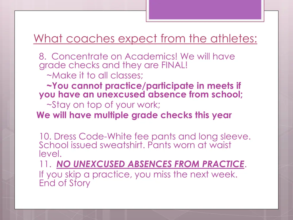 what coaches expect from the athletes 1