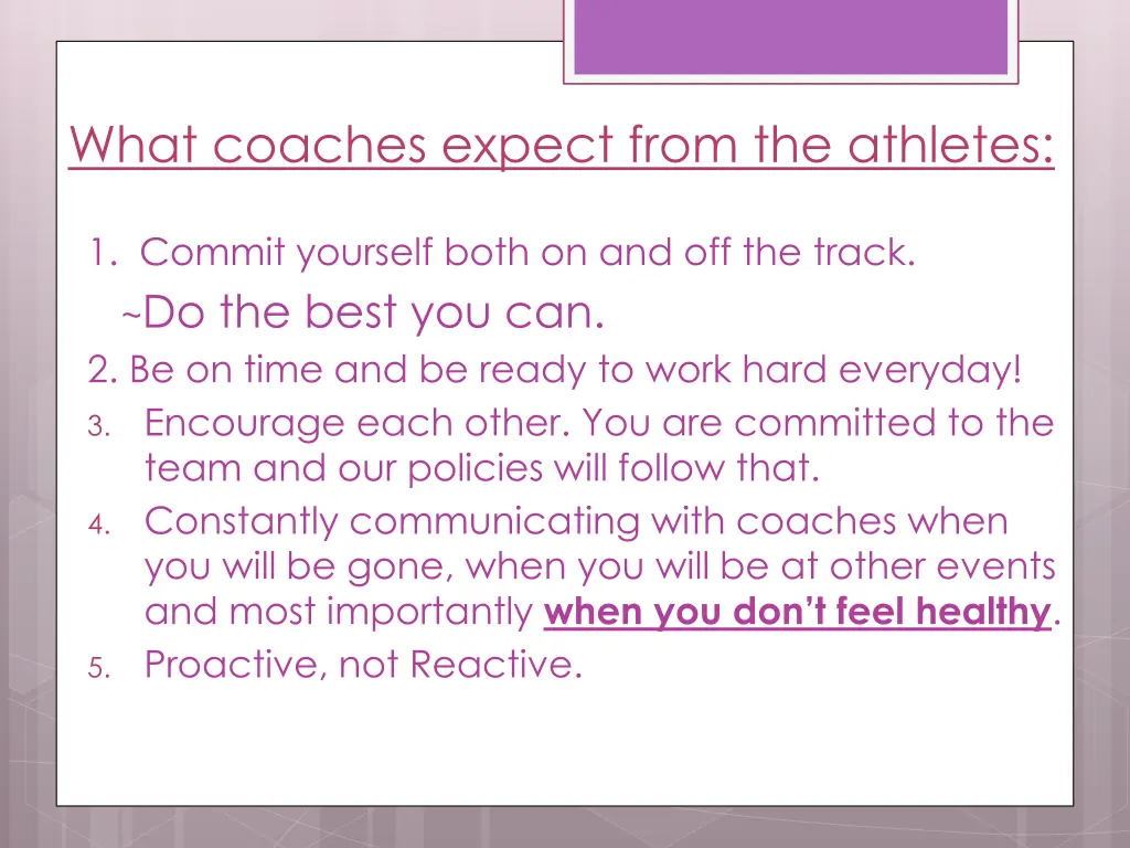 what coaches expect from the athletes