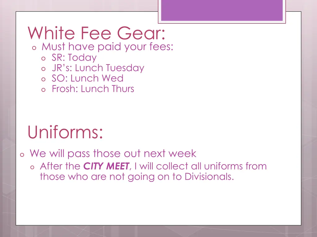 white fee gear must have paid your fees sr today