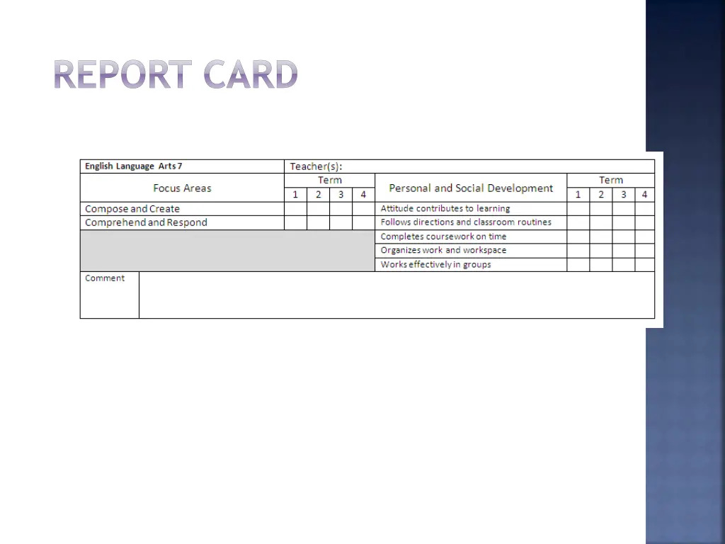 report card