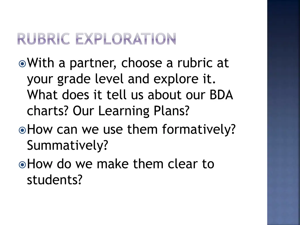 rubric exploration