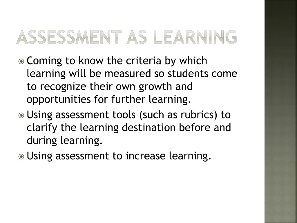 assessment as learning